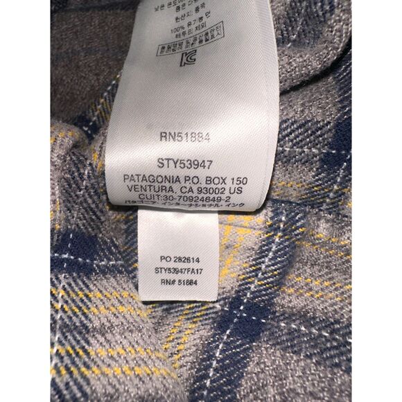 Patagonia Fjord Heavyweight Flannel Men's L Organic Cotton Gray Navy Plaid FA17 - Picture 7 of 8